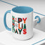 Christmas Mug - Happy Holidays Green Red & Blue Decorative Text