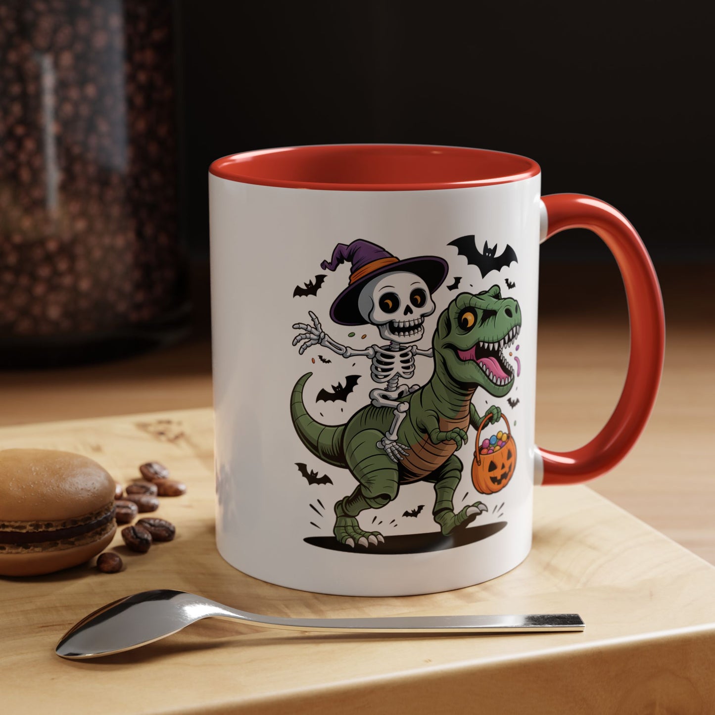 Halloween Mug - Skeleton Riding Dinosaur