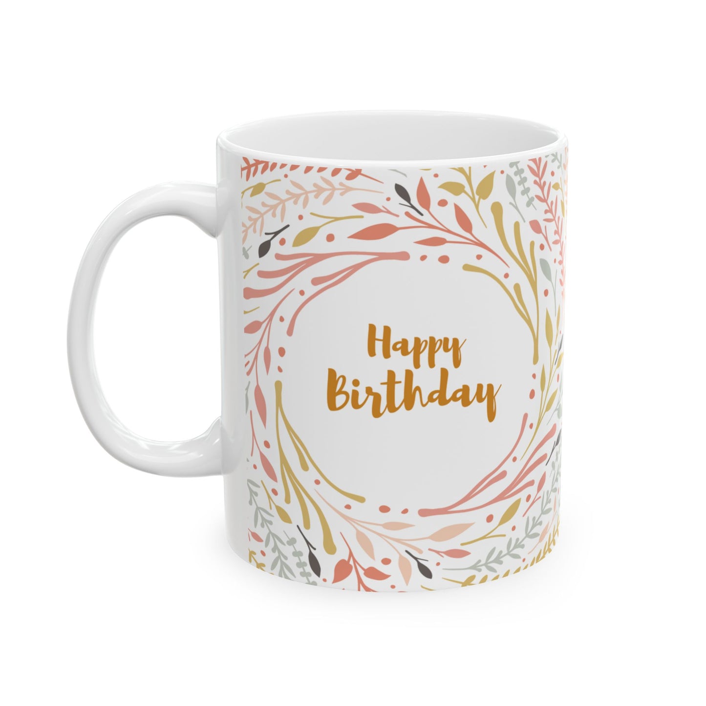 Birthday Mug - Happy Birthday Floral Circle