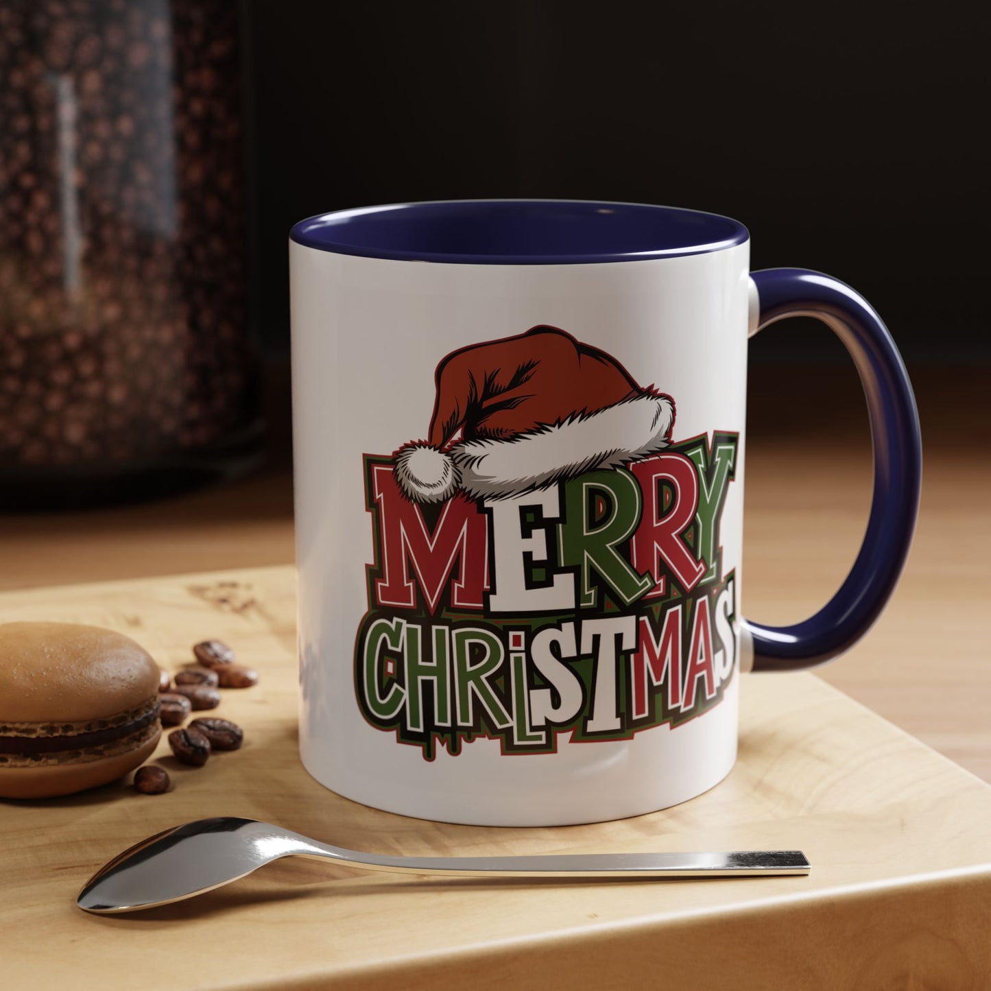Christmas Mug - Merry Christmas Red Green & White Graffiti Hat