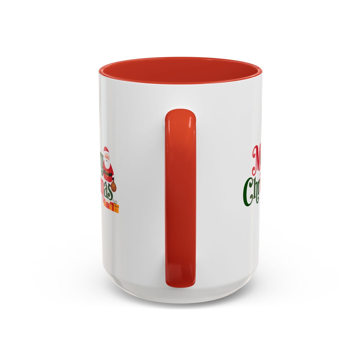 Christmas Mug - Merry Christmas Green & Red Text Santa Presents