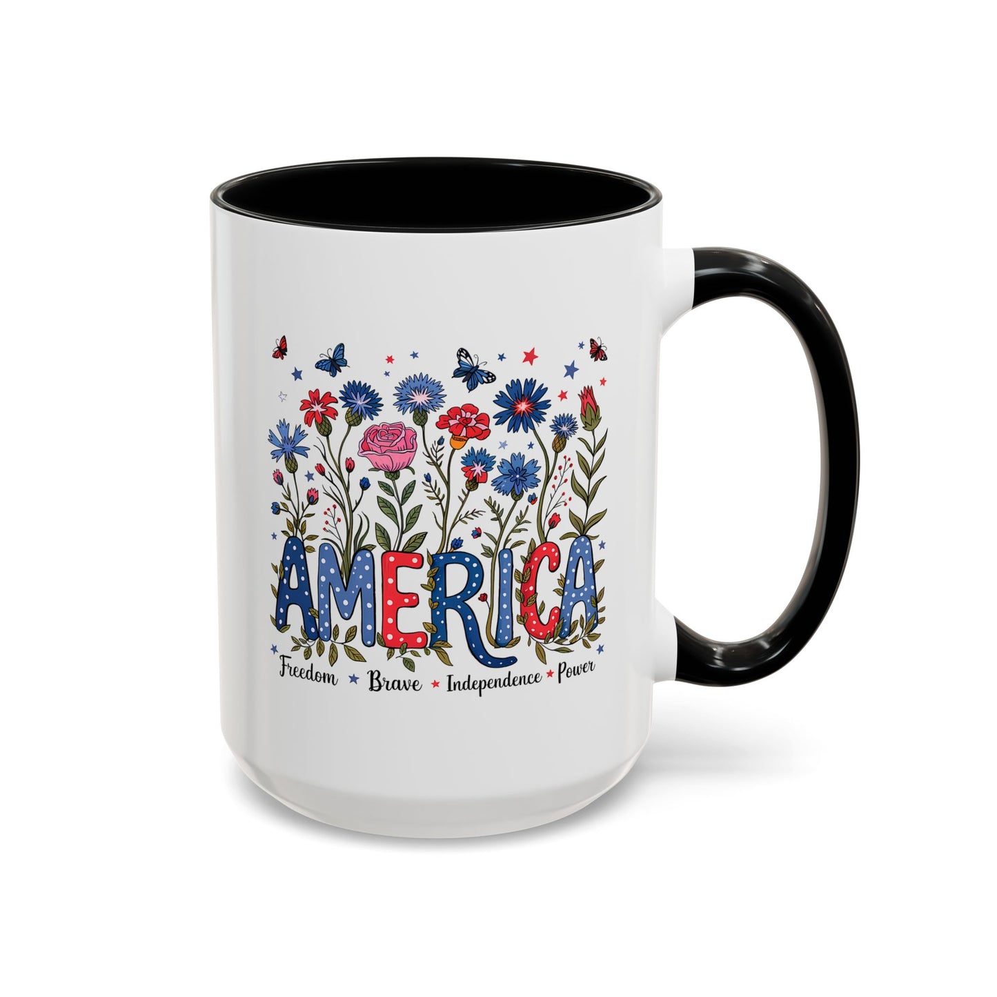 4th of July Mug - Floral America Patriotic