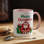 Christmas Mug - Merry Christmas Green & Red Text Santa Presents