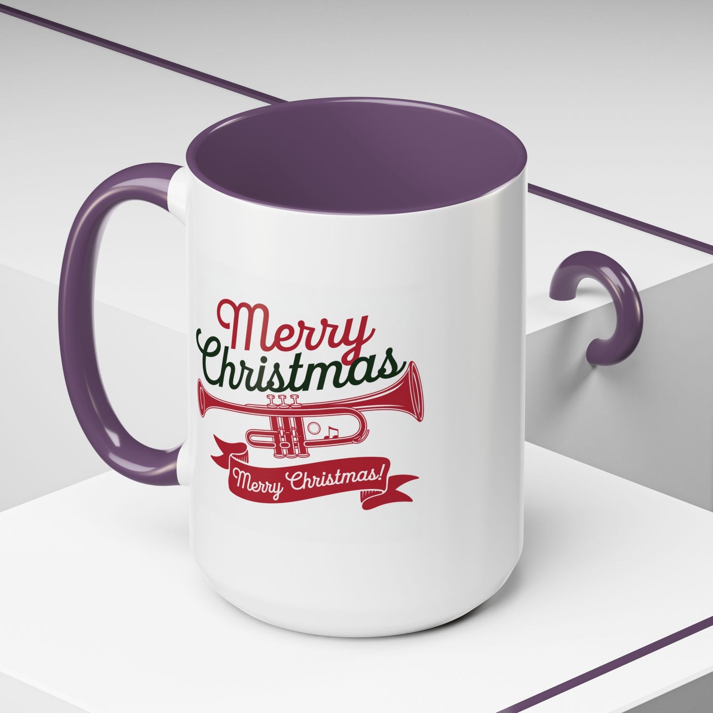 Christmas Mug - Red & Green Text Trumpet