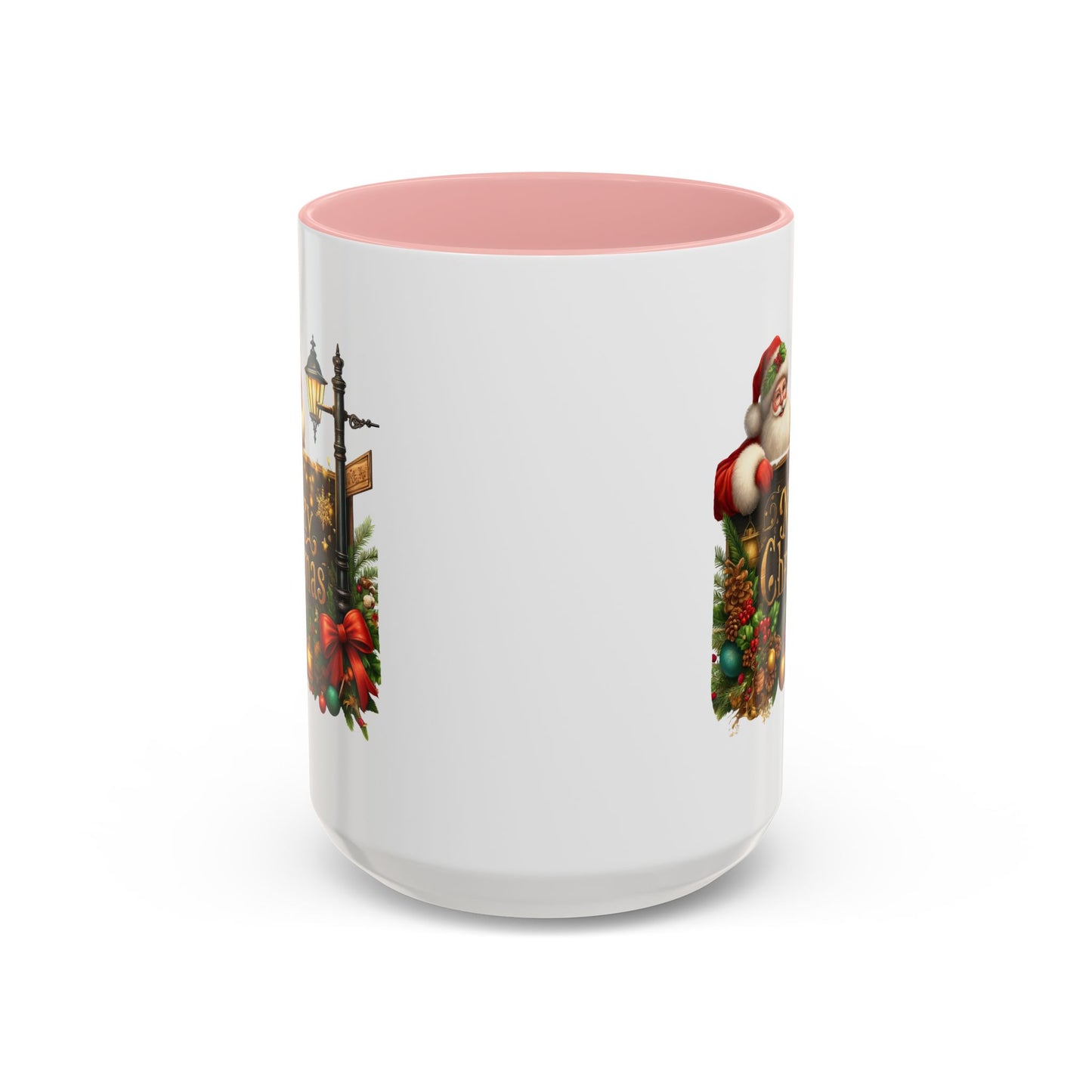 Christmas Mug - Merry Christmas Gold Text Santa Point Ornaments