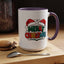 Christmas Mug - Merry Christmas Green Red Yellow and Blue Text Red Hats