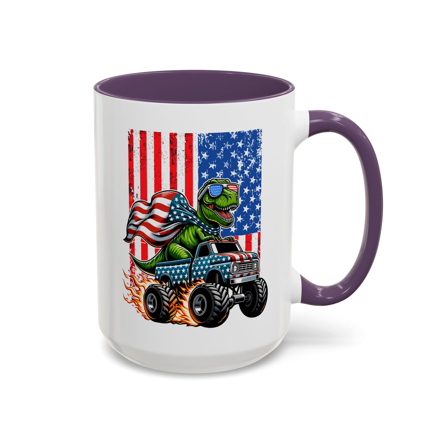 4th of July Mug - T Rex Riding Monster Truck