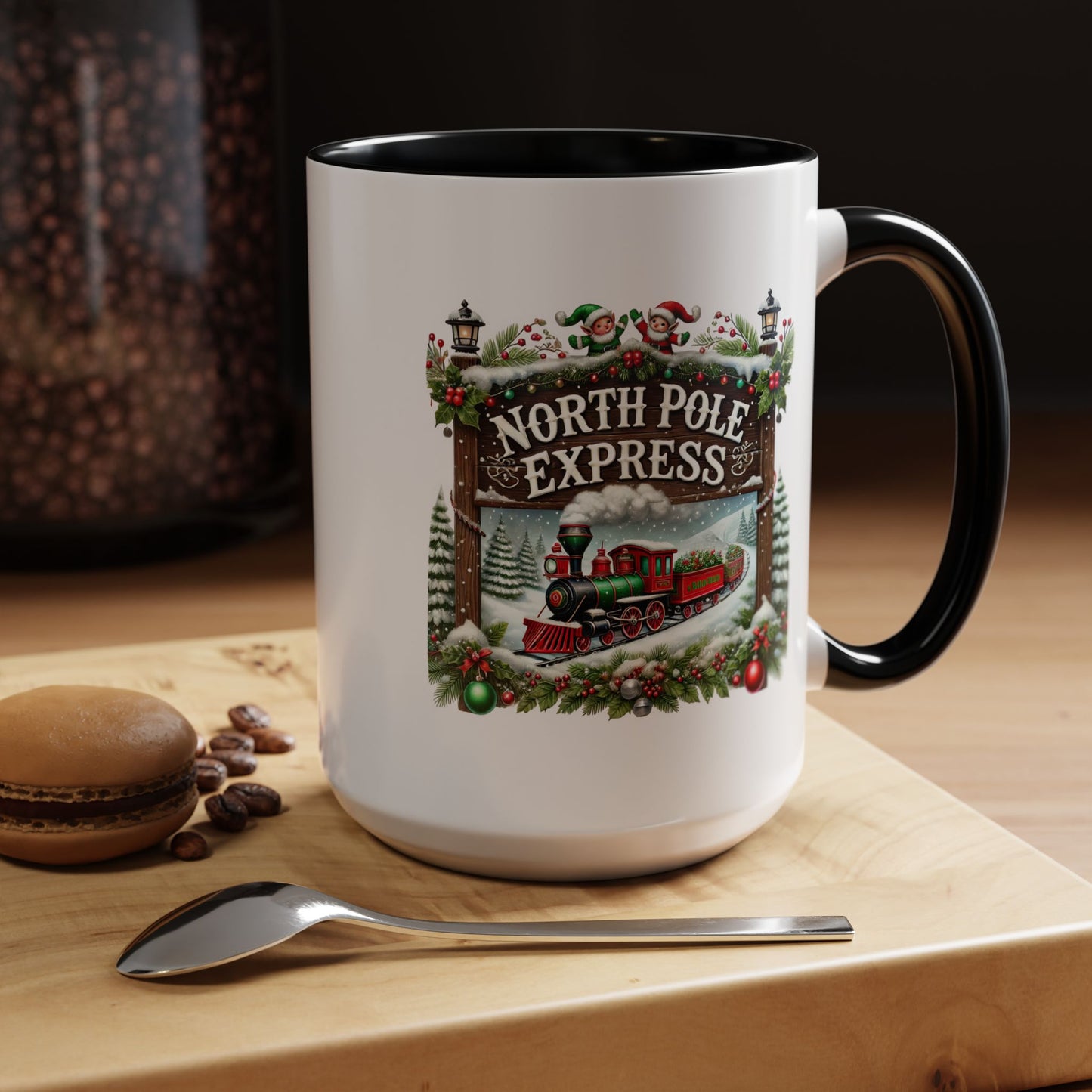 Christmas Mug - North Pole Express Steam Locomotive Decorations
