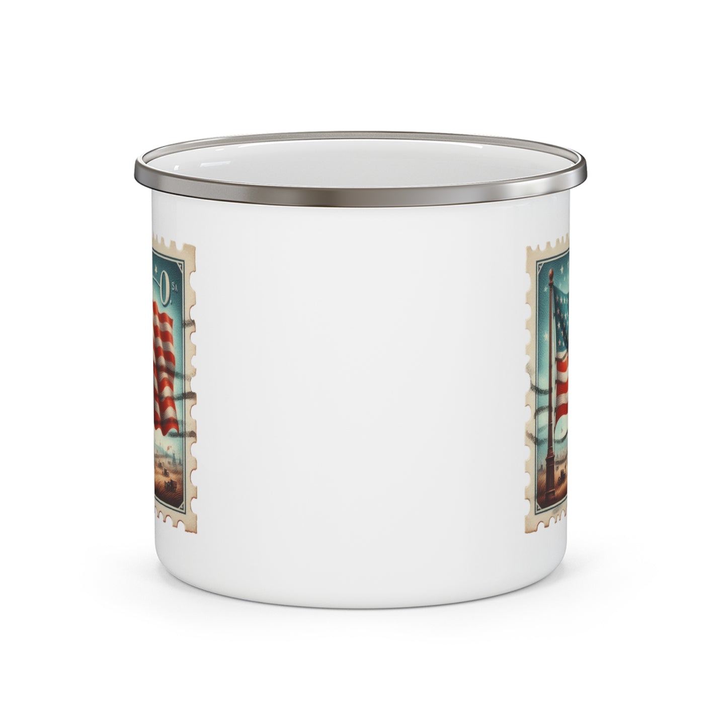 4th of July Mug - American Flag Land Stamp