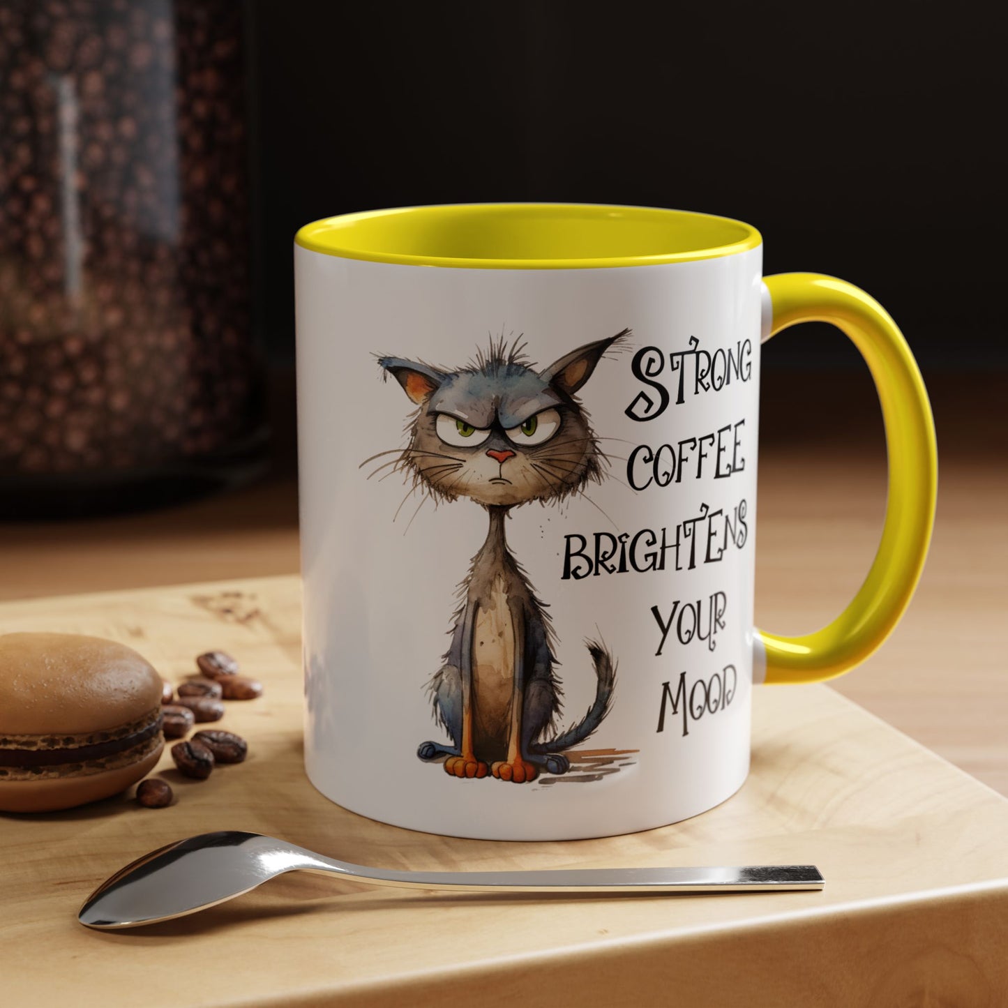 Humor Mug - Strong Coffee Brightens Your Mood