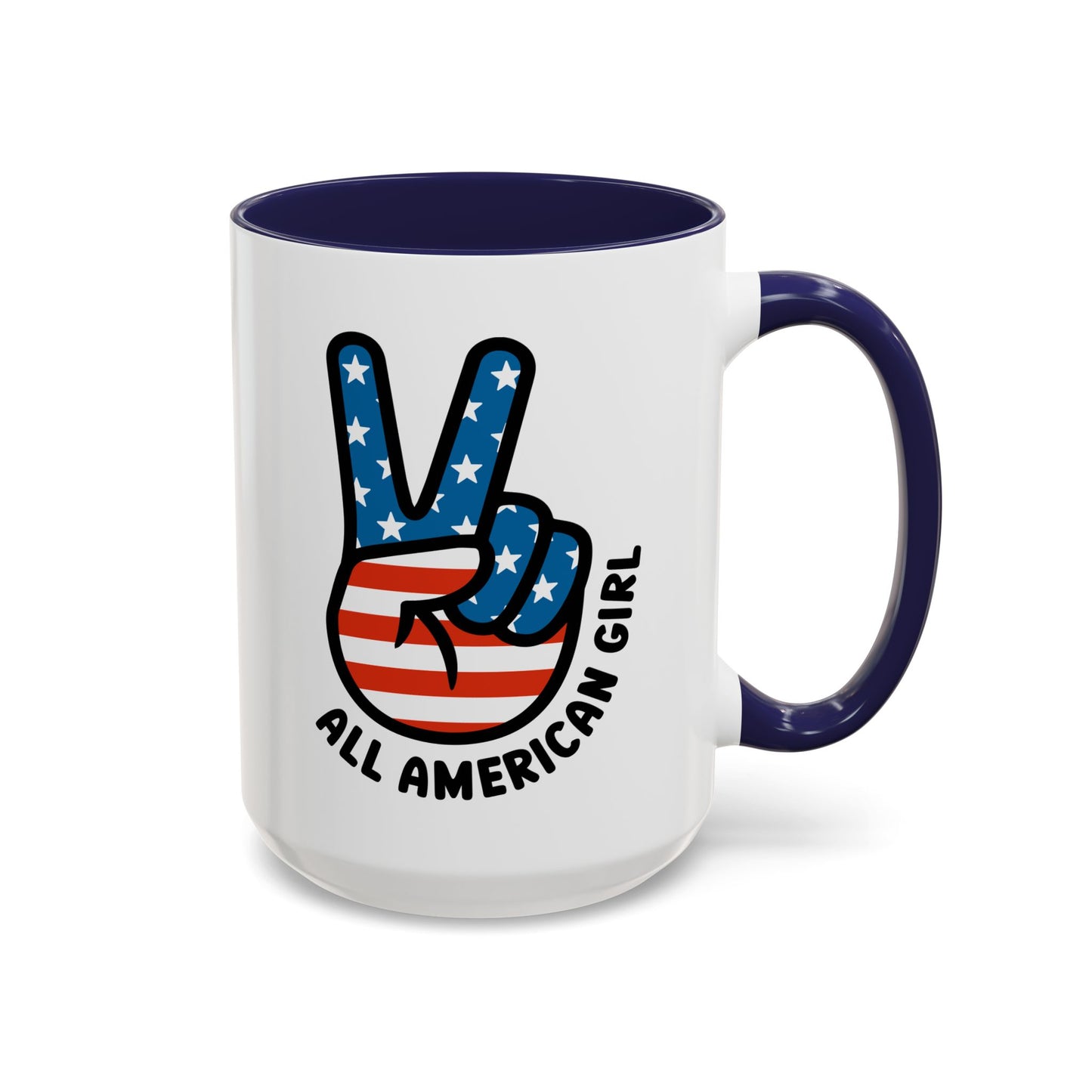 4th of July Mug - All American Girl Peace Sign