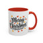 Christmas Mug - Merry Christmas Black Text Fall Leaves