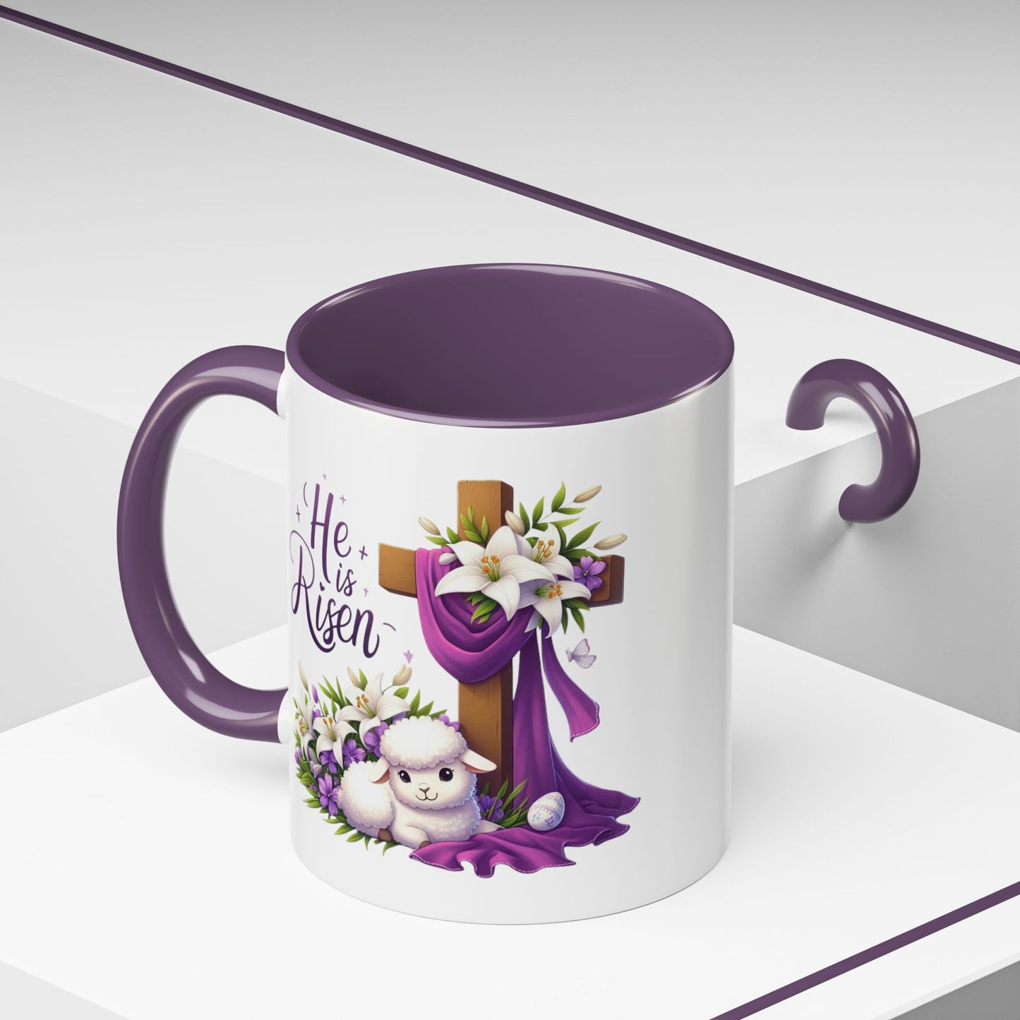 Easter Mug - He Is Risen Cross