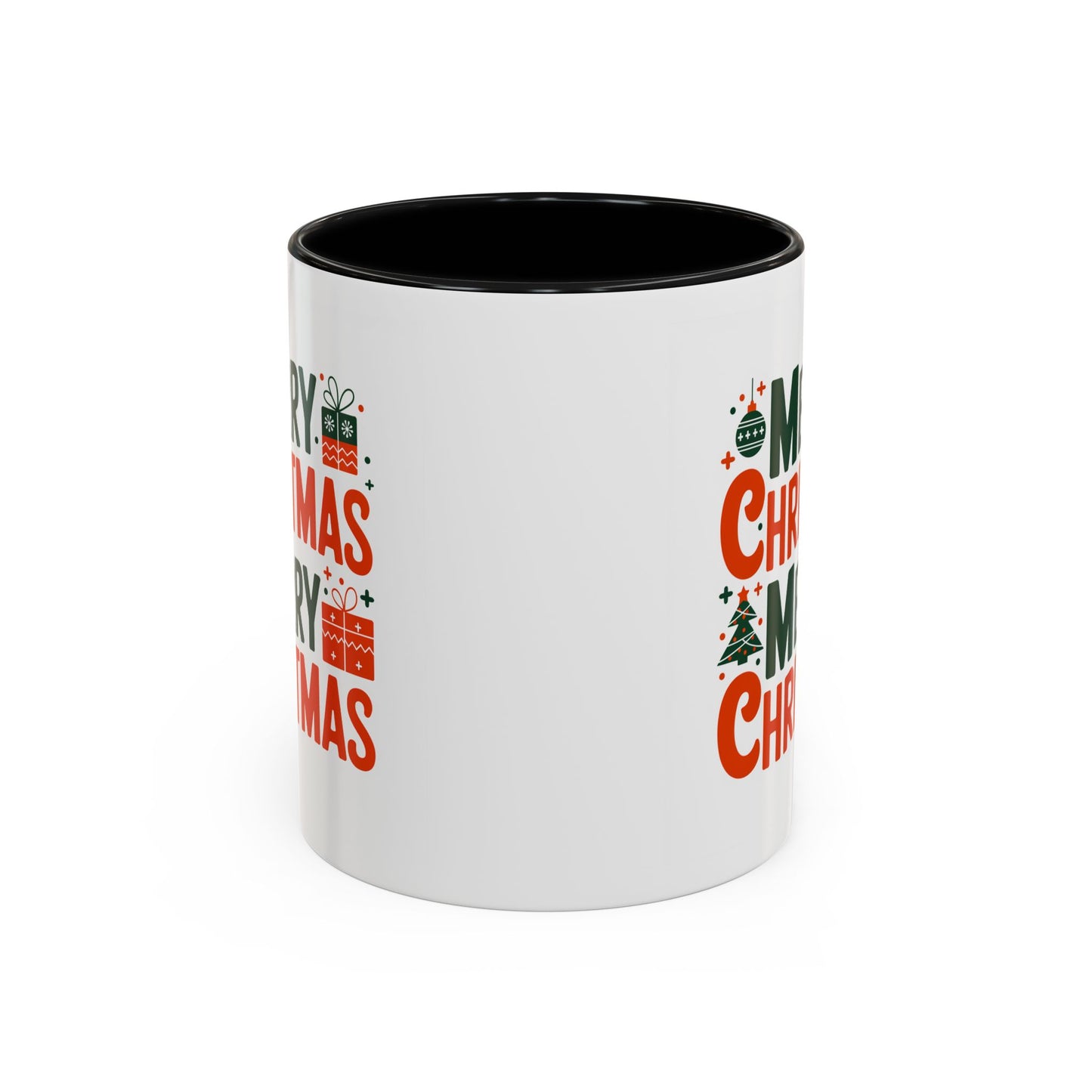 Christmas Mug - Green & Red Text Tree Presents