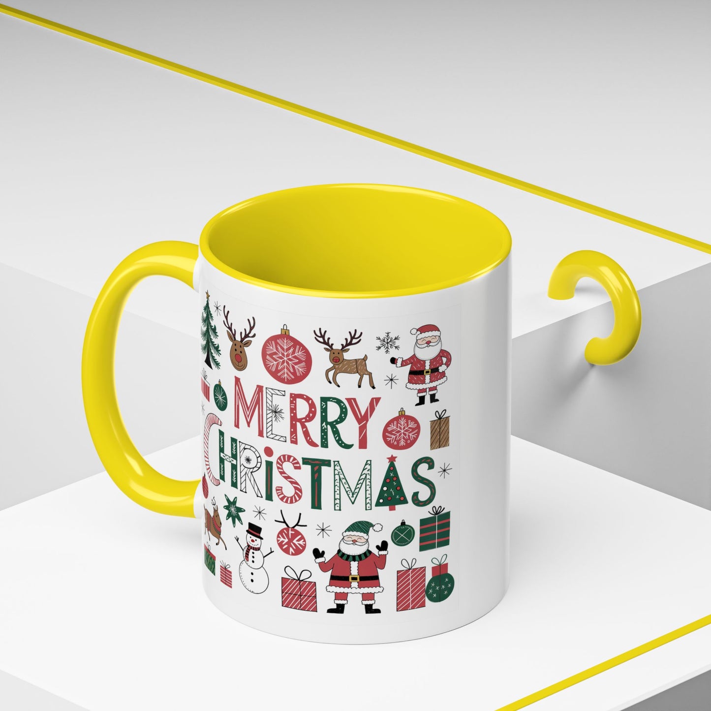 Christmas Mug - Merry Christmas Red White & Green Text Collage