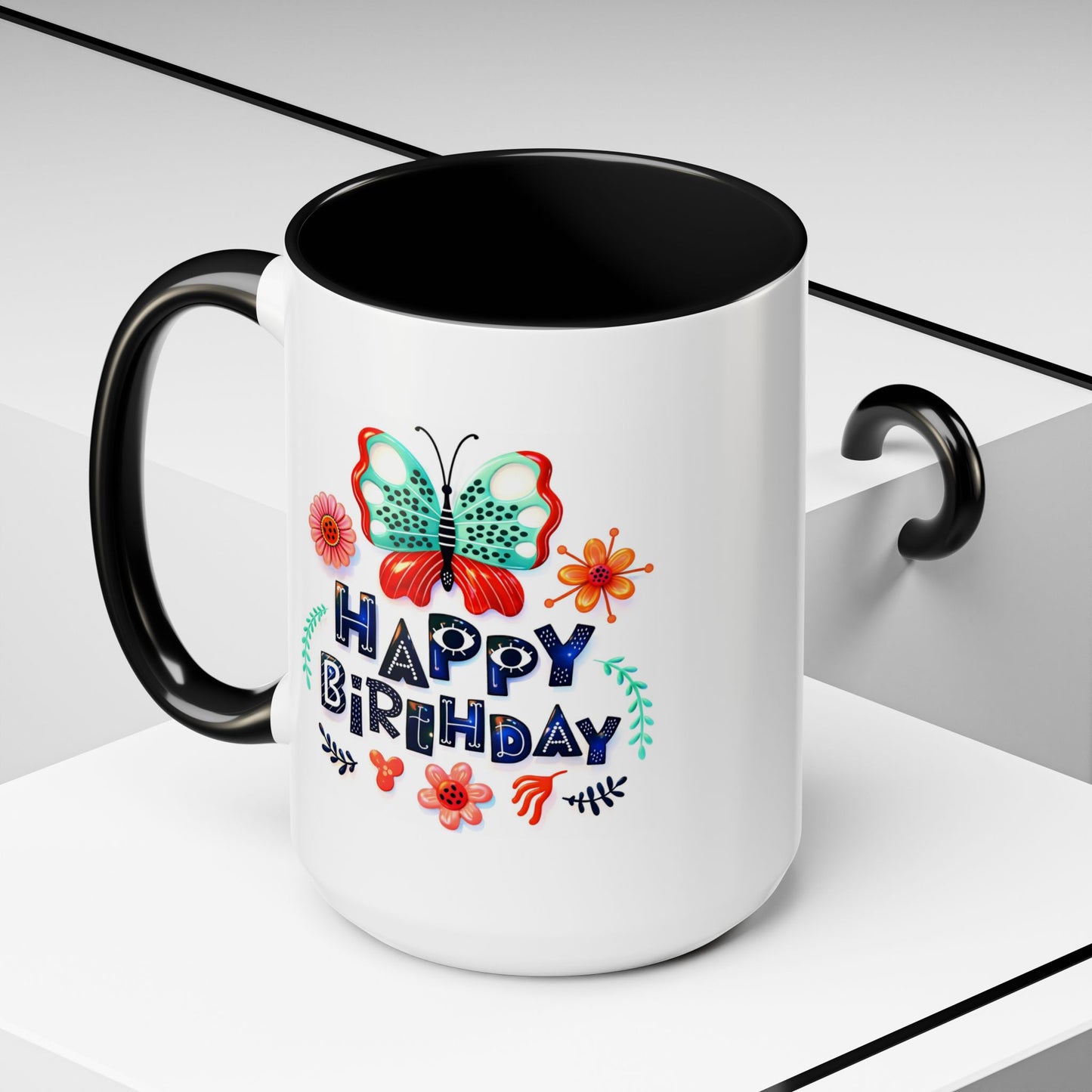 Birthday Mug - Butterfly Flowers