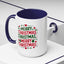 Christmas Mug - Merry Christmas Green & Red Text Trees Hearts Snowflakes Stars