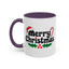 Christmas Mug - Merry Christmas Black Text Hat Candy Cane Mistletoe