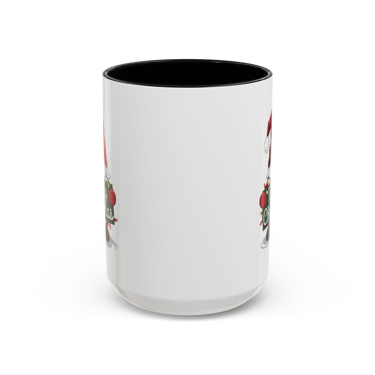 Christmas Mug - Merry Christmas White & Green Text Gnome Lights