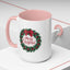 Christmas Mug - Merry Christmas Red Text Bow Wreath