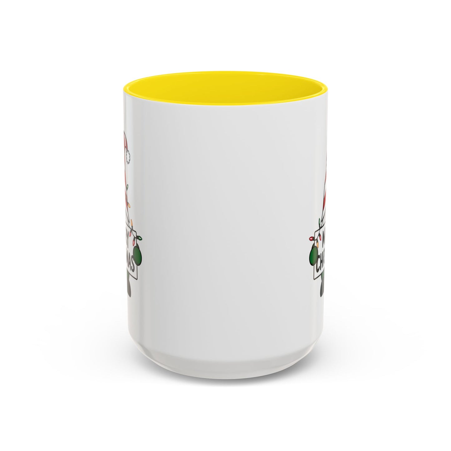 Christmas Mug - Merry Christmas Black Text Gnome Lights