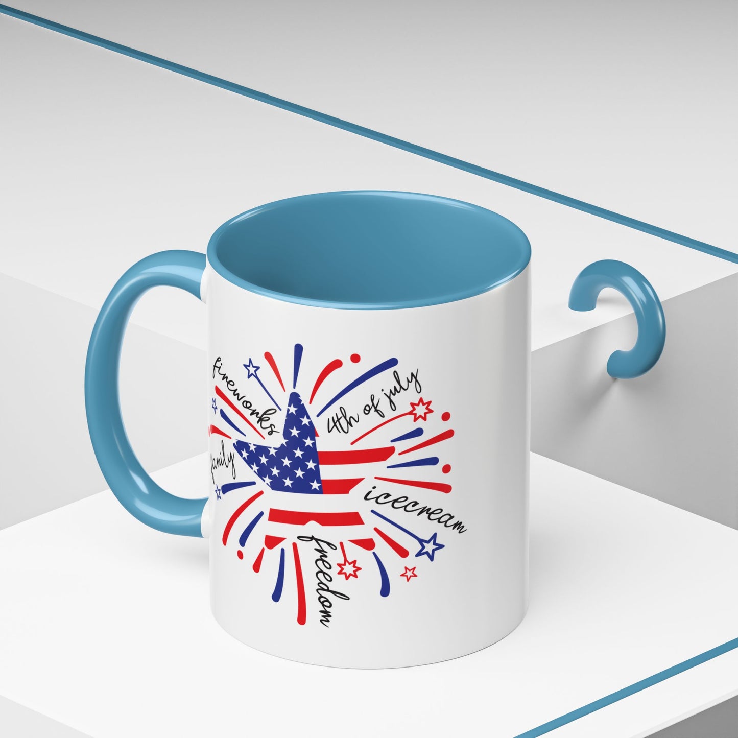4th of July Mug - Star Flag Fireworks