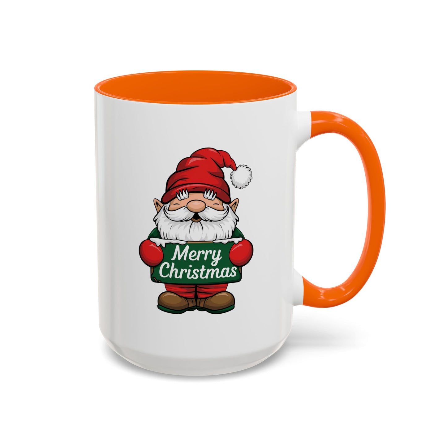 Christmas Mug - Merry Christmas White & Green Text Gnome Snow