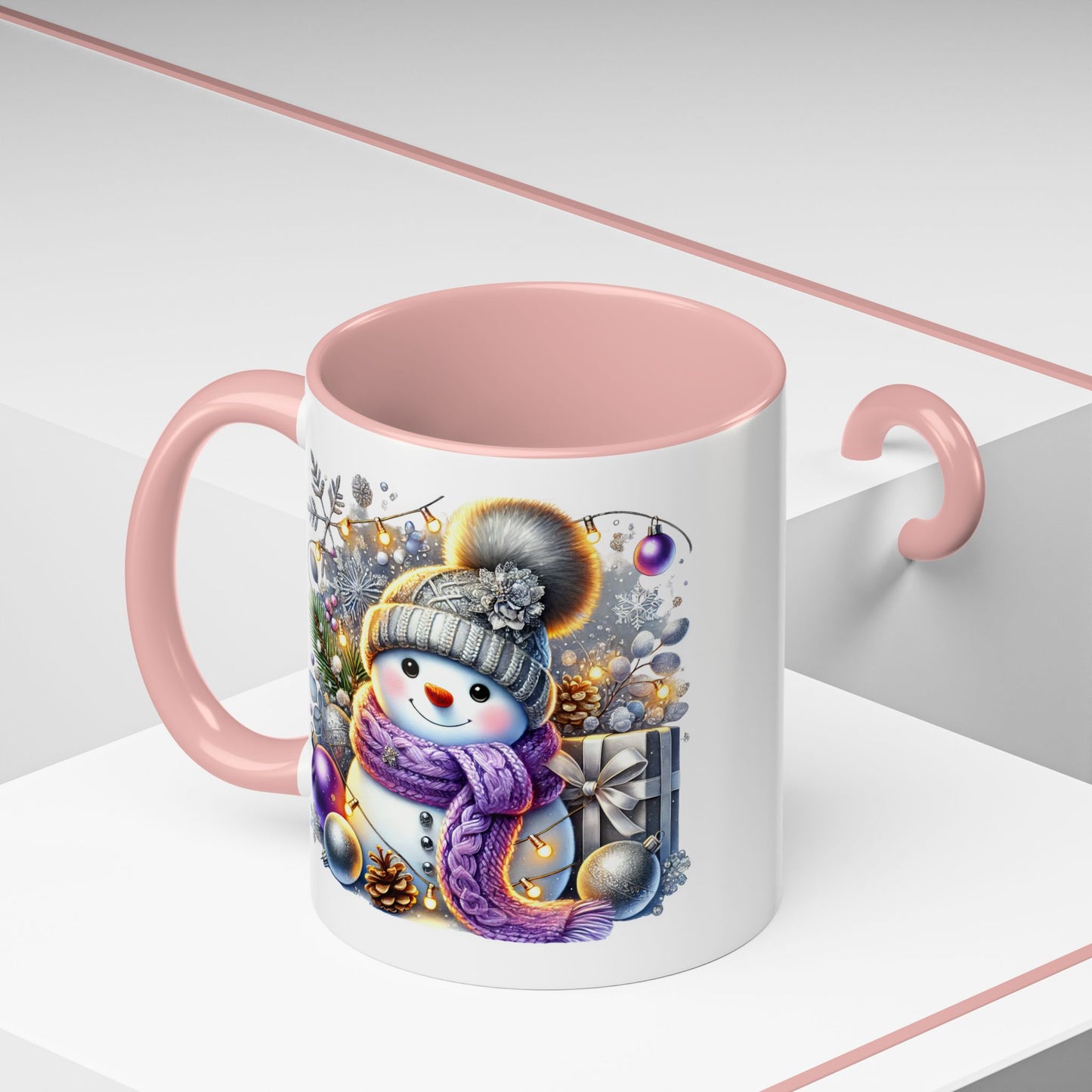 Christmas Mug - Purple and Silver Snowman