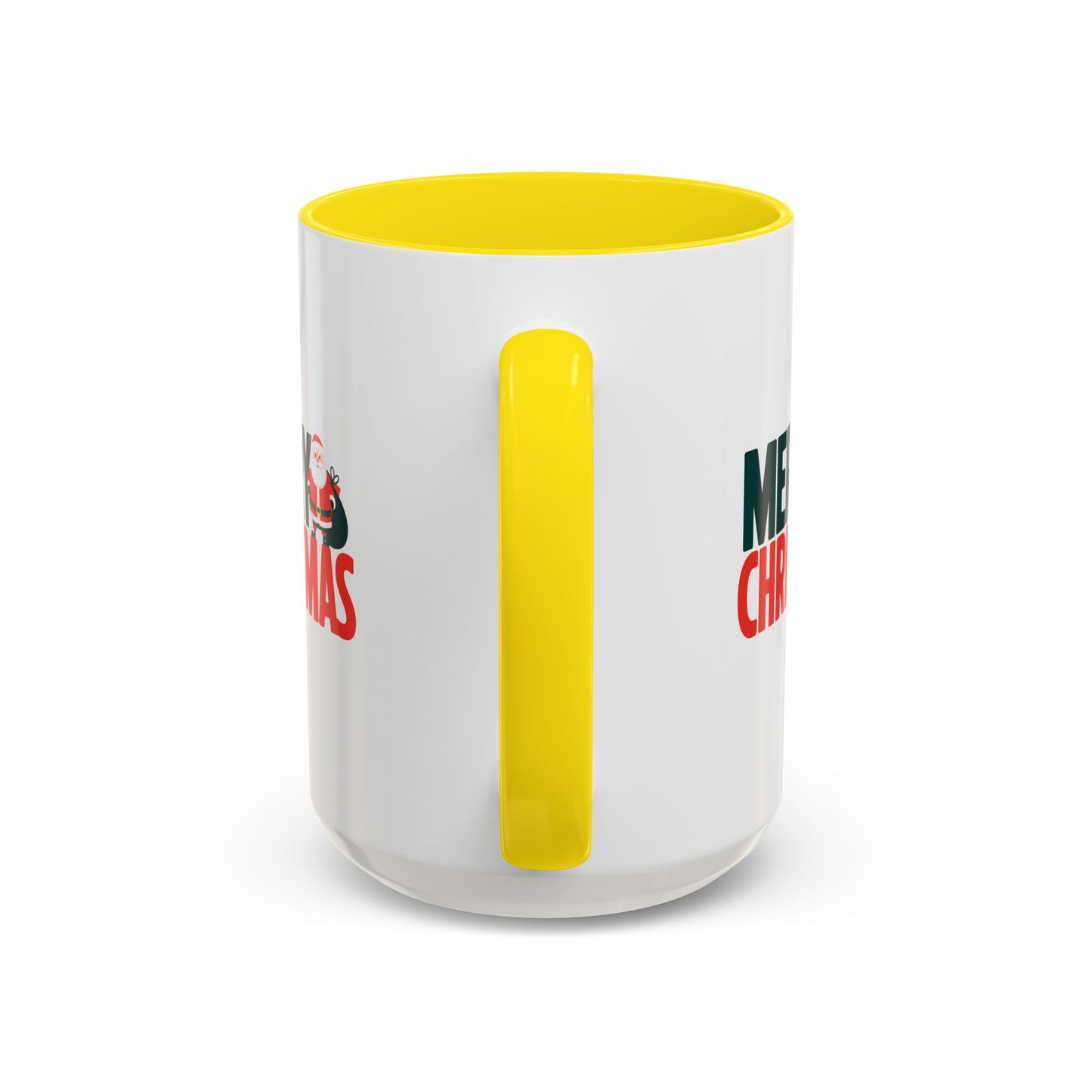 Christmas Mug - Merry Christmas Green & Red Text Santa Bag