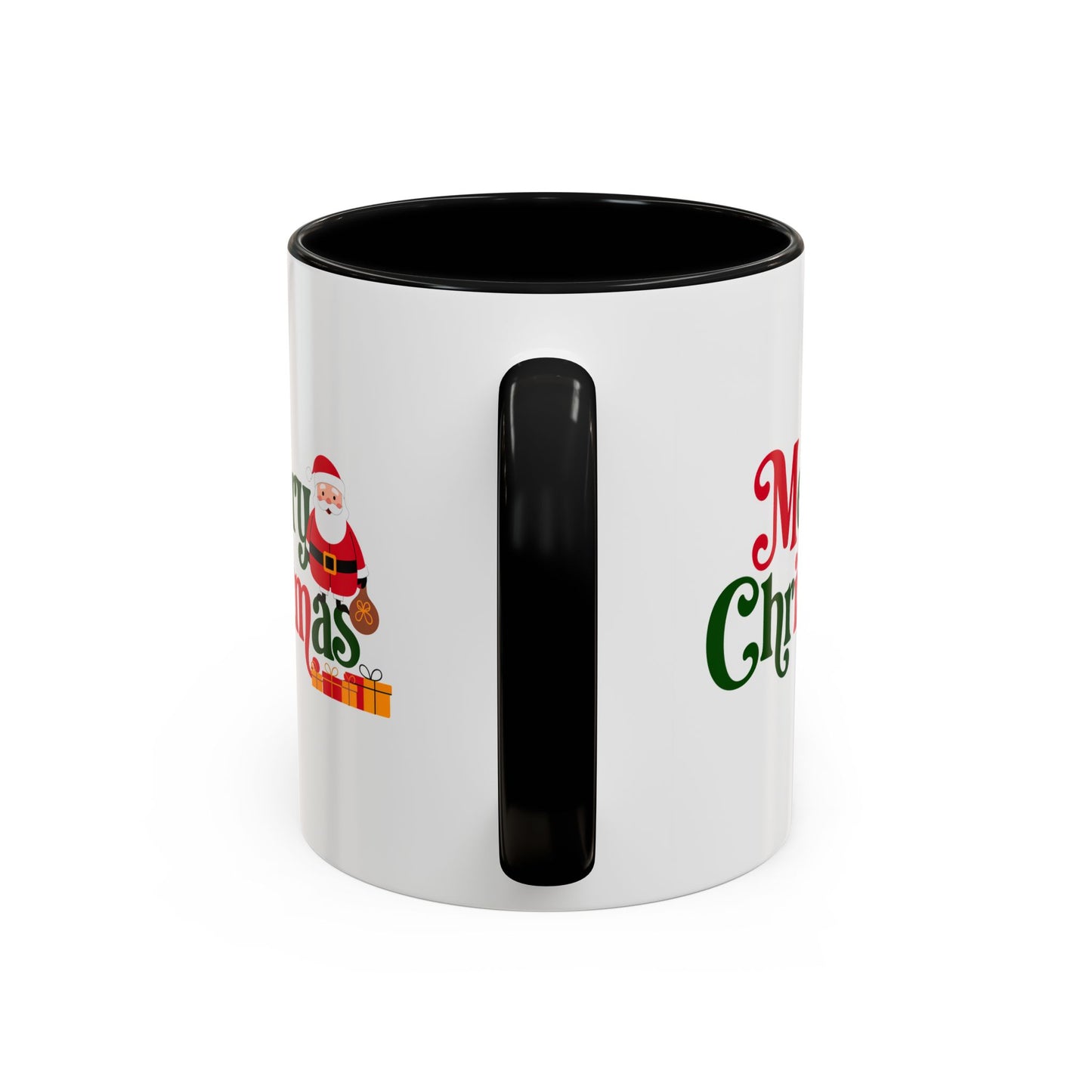 Christmas Mug - Merry Christmas Green & Red Text Santa Presents