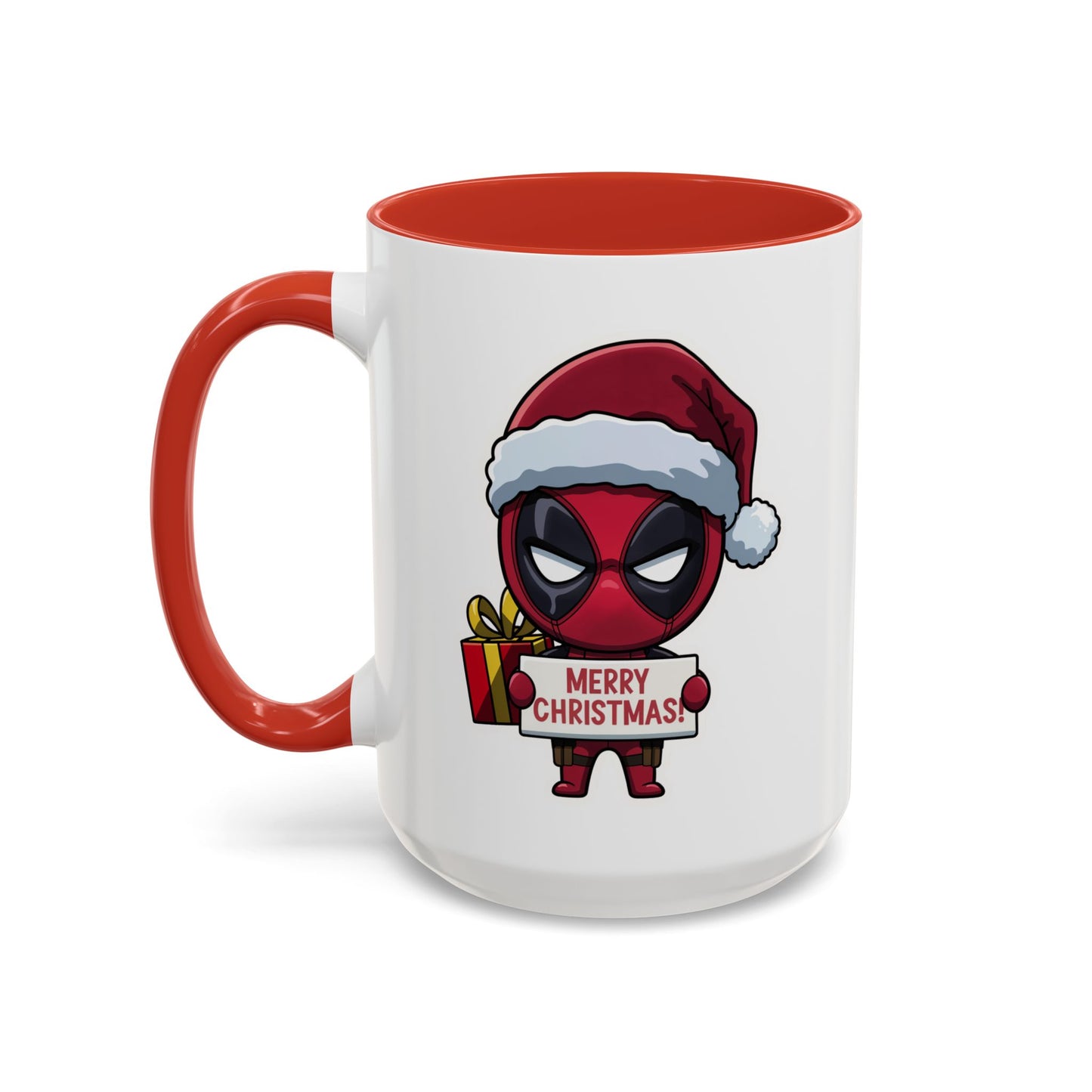 Christmas Mug - Merry Christmas Red Text Superhero