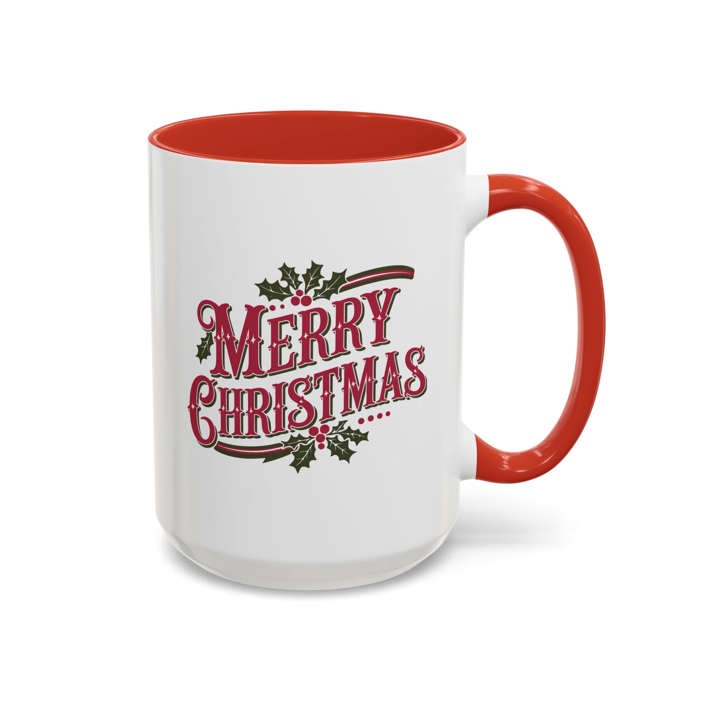 Christmas Mug - Merry Christmas Maroon & Green Text Decorations