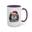Christmas Mug - Merry Christmas White & Black Text Santa Trees Presents