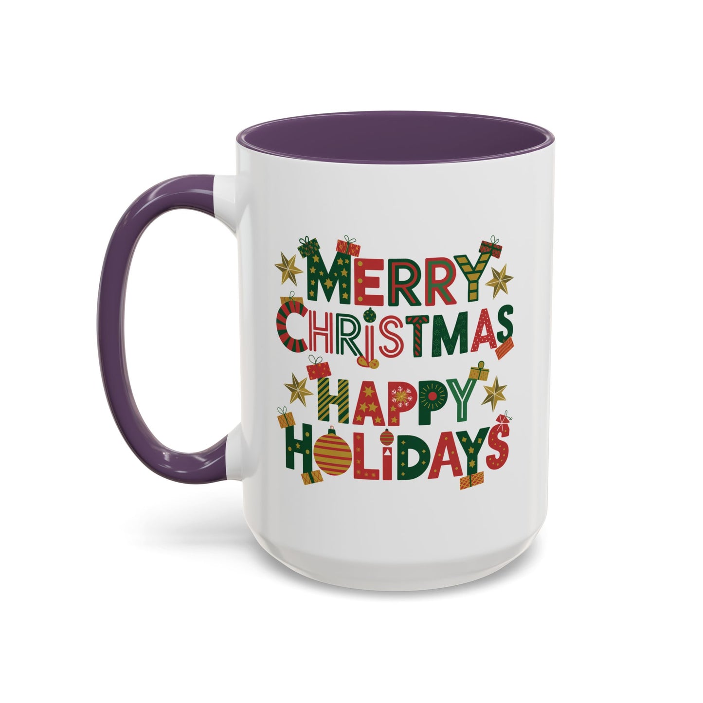 Christmas Mug - Merry Christmas Happy Holidays Decorative Text