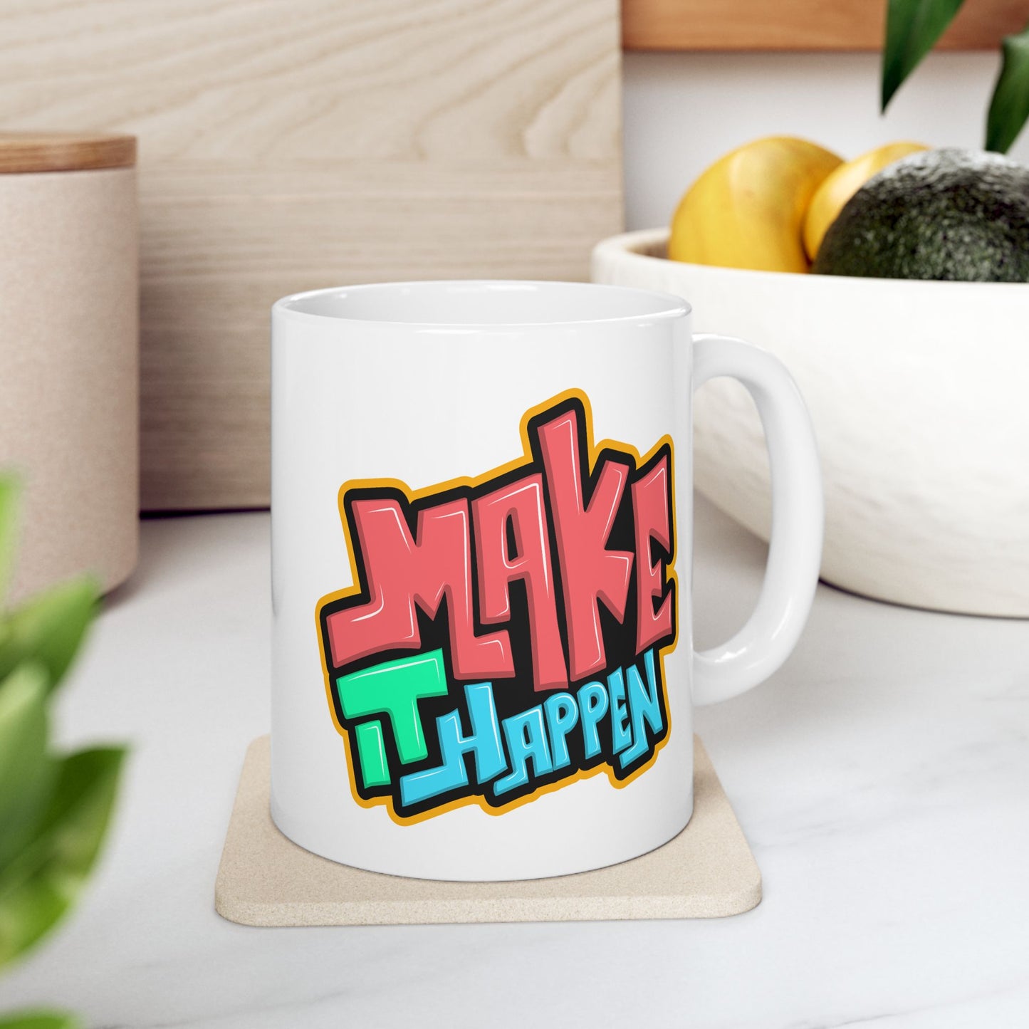 Motivation Mug - Make It Happen Graffiti