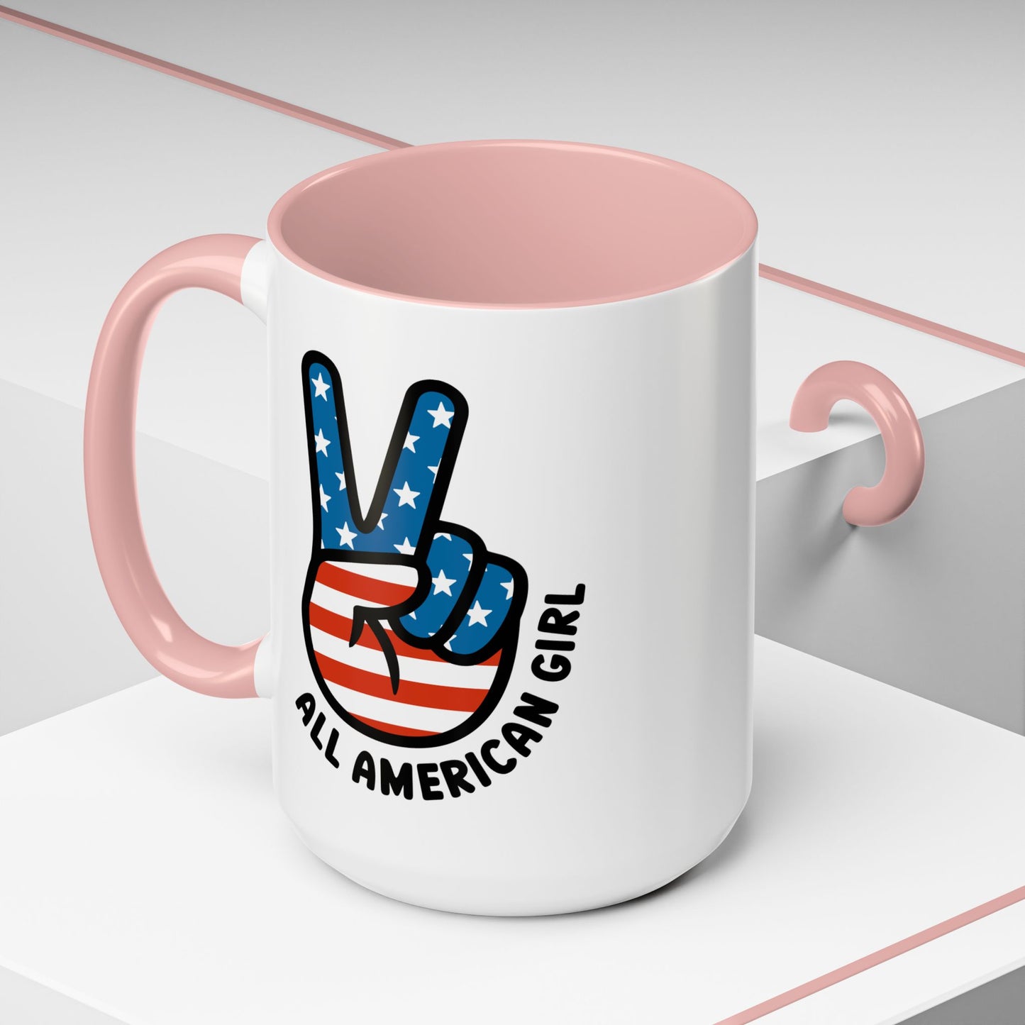 4th of July Mug - All American Girl Peace Sign