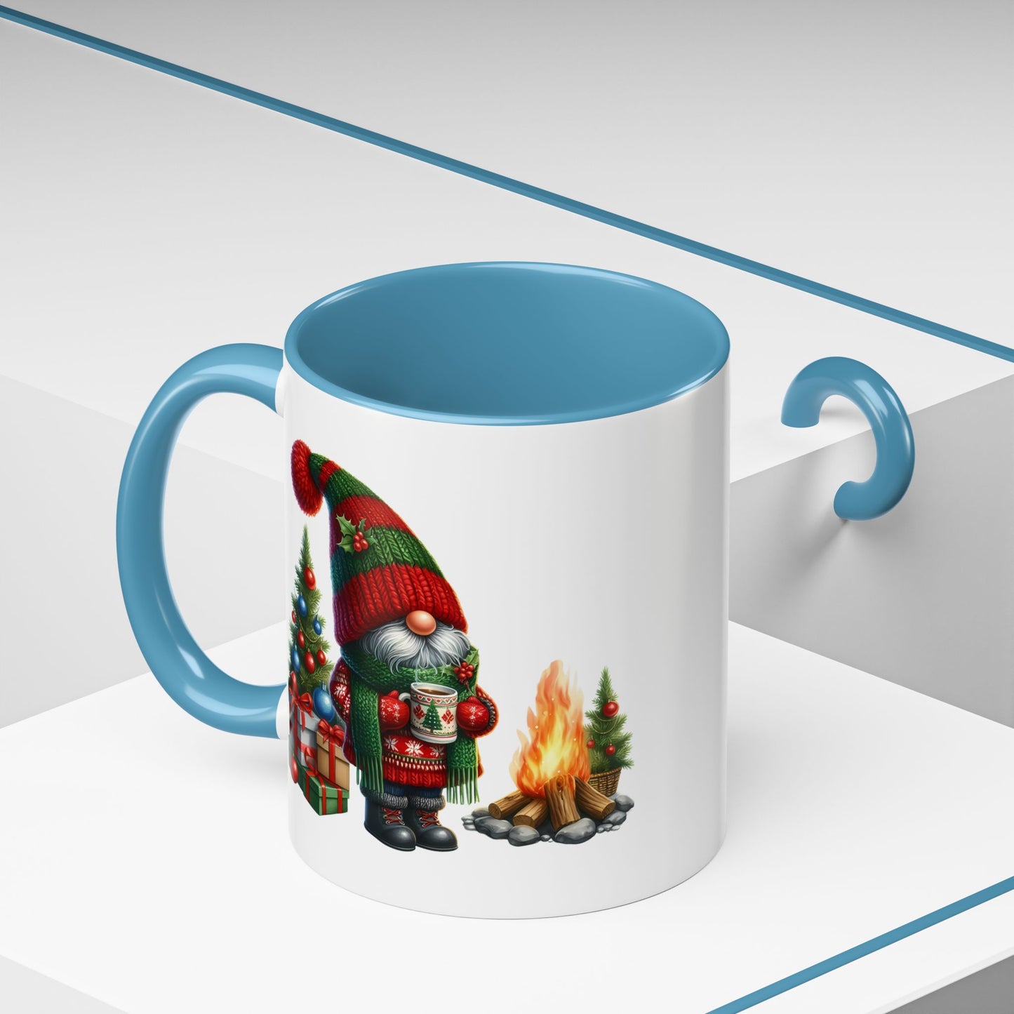 Christmas Mug - Gnome Presents and Fire