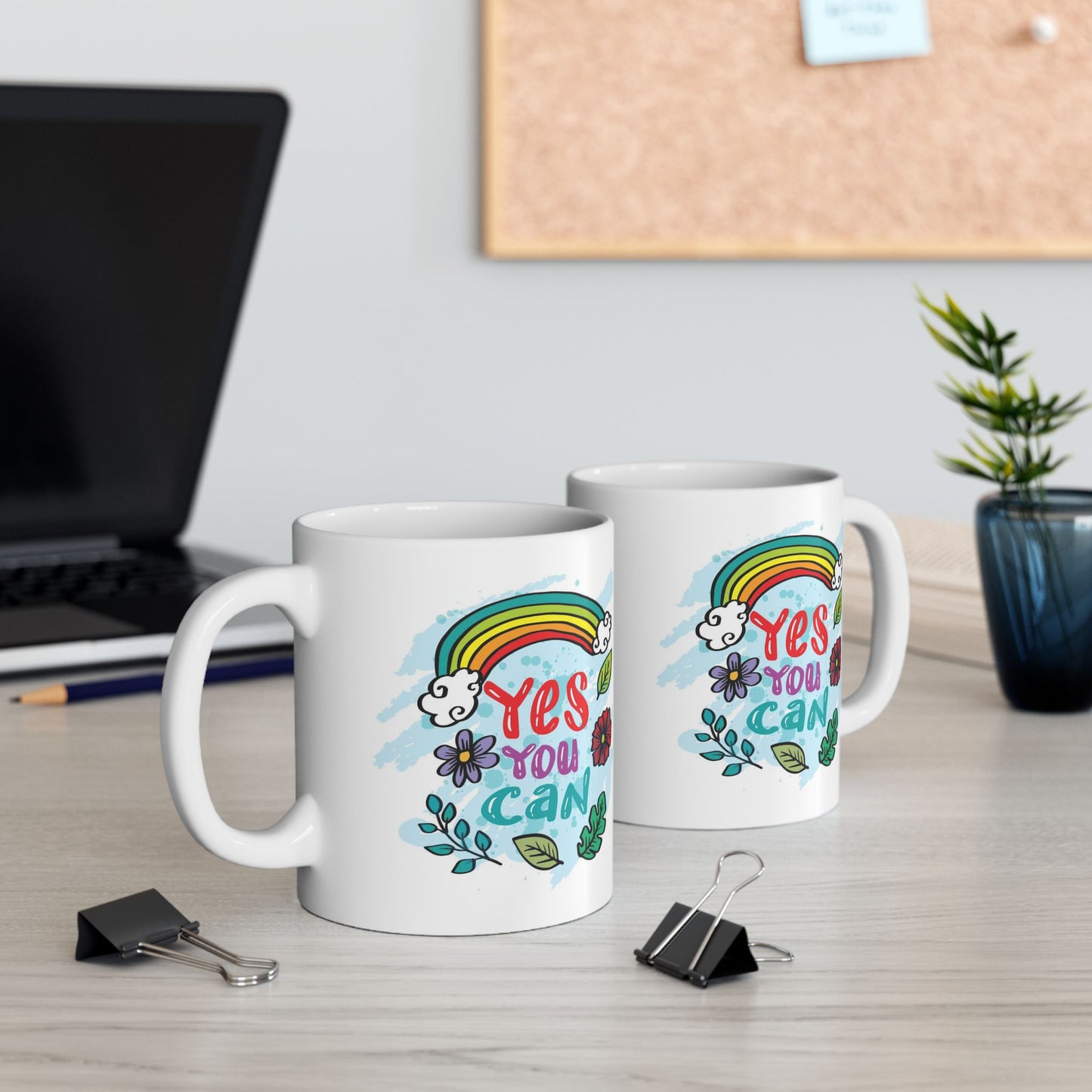 Motivation Mug - Yes You Can Rainbow