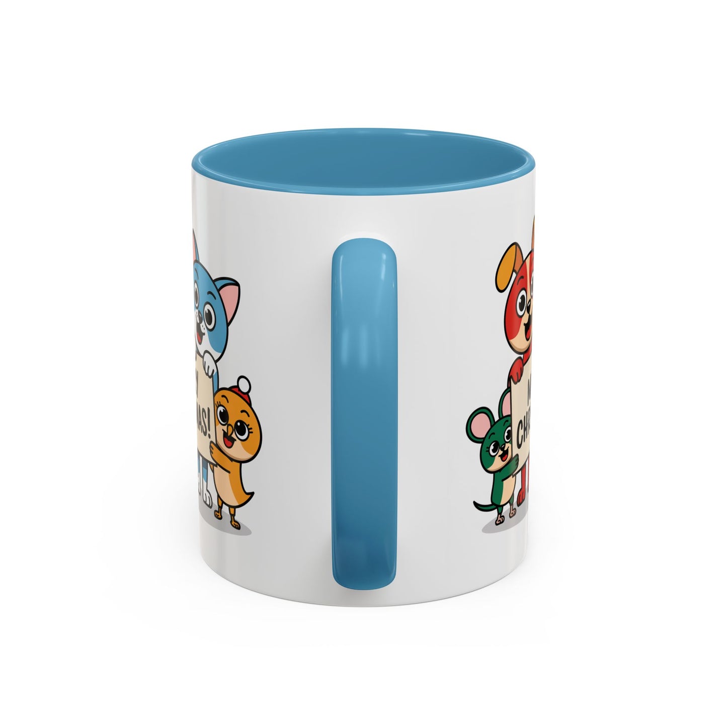 Christmas Mug - Merry Christmas Black Text Mouse Dog Cat Bird