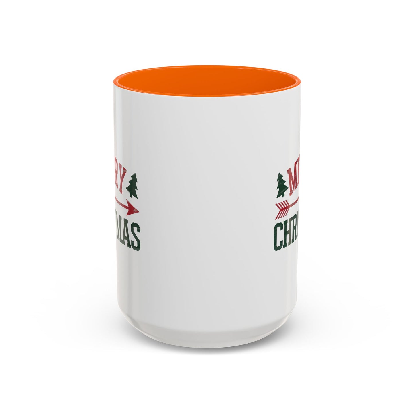 Christmas Mug - Merry Christmas Red & Green Text Heart Arrow Trees