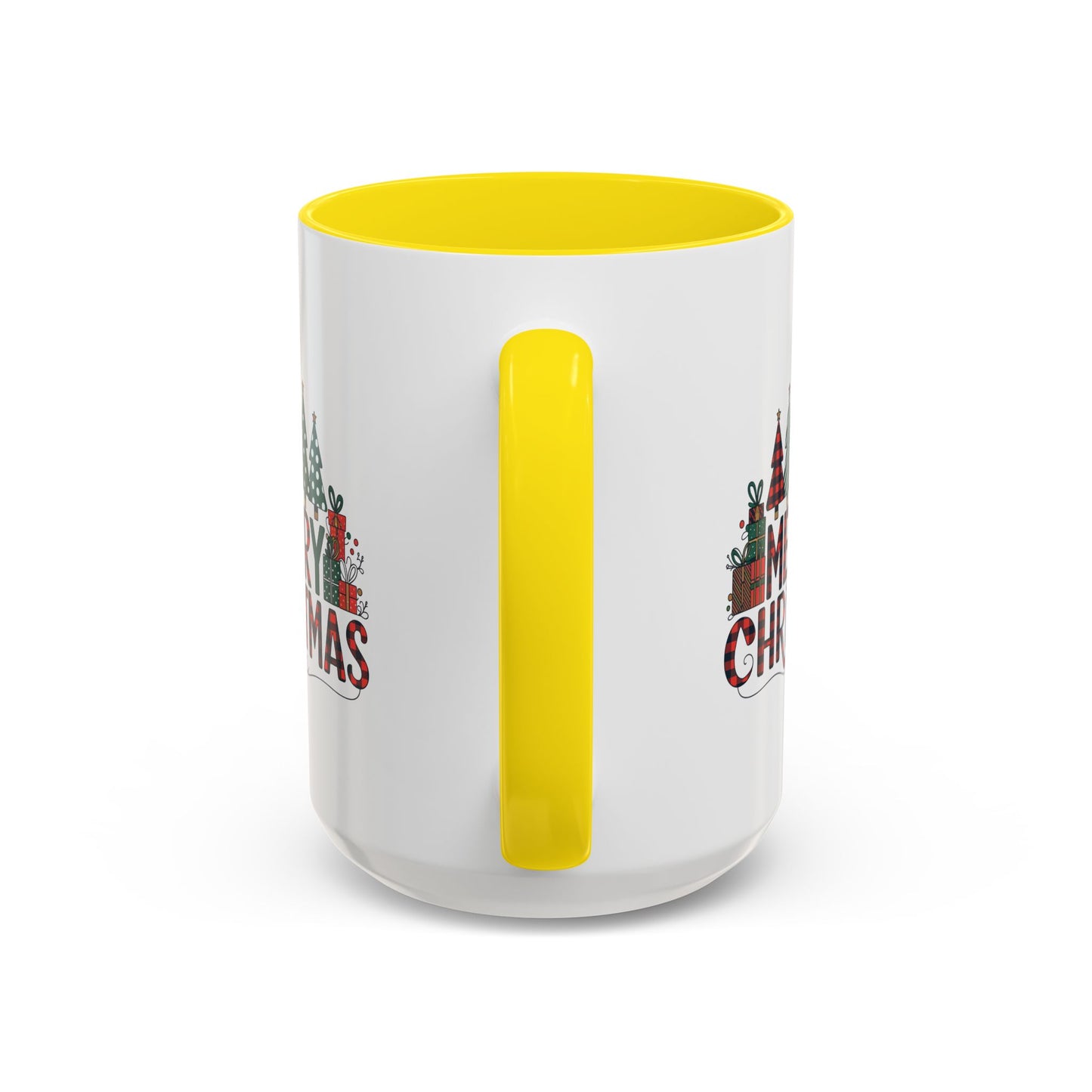 Christmas Mug - Merry Christmas Tartan Text Trees Presents