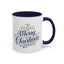 Christmas Mug - Merry Christmas Blue Text Gold Ornaments