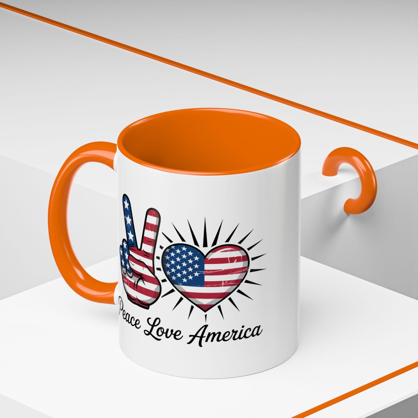 4th of July Mug - Peace Love America
