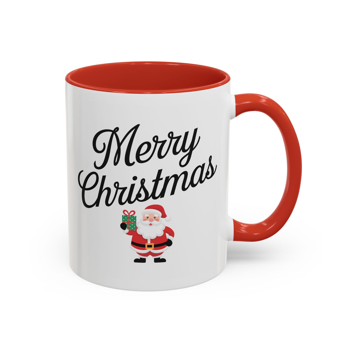 Christmas Mug - Merry Christmas Black Text Santa Present