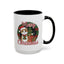 Christmas Mug - Merry Christmas Red Text Cat Presents Wreath