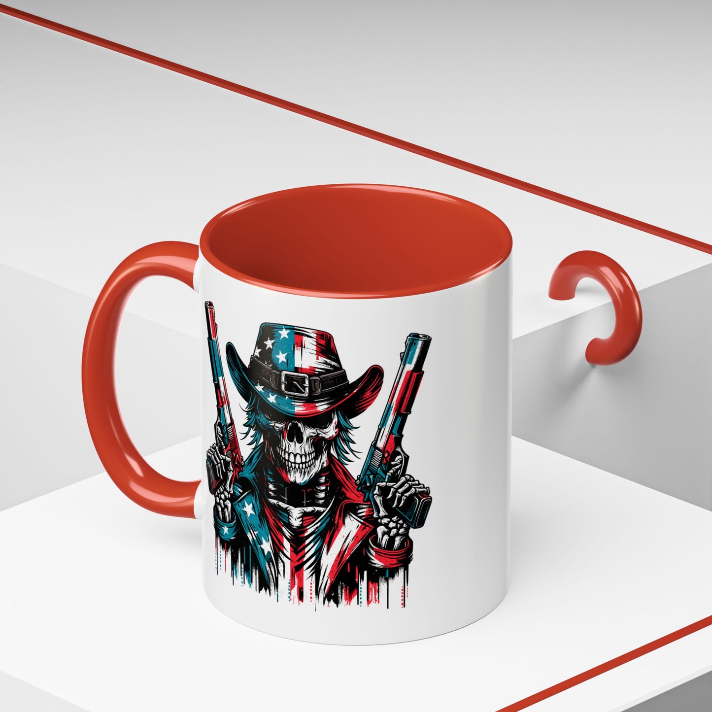 4th of July Mug - Skeleton with American Flag