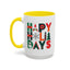 Christmas Mug - Happy Holidays Green Red & Blue Decorative Text