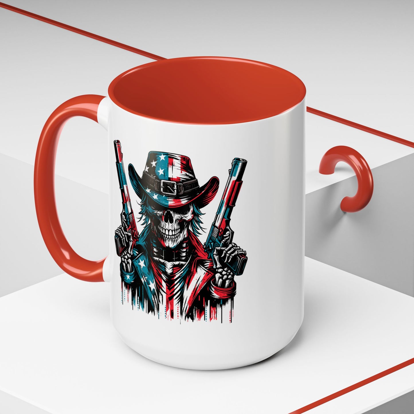 4th of July Mug - Skeleton with American Flag