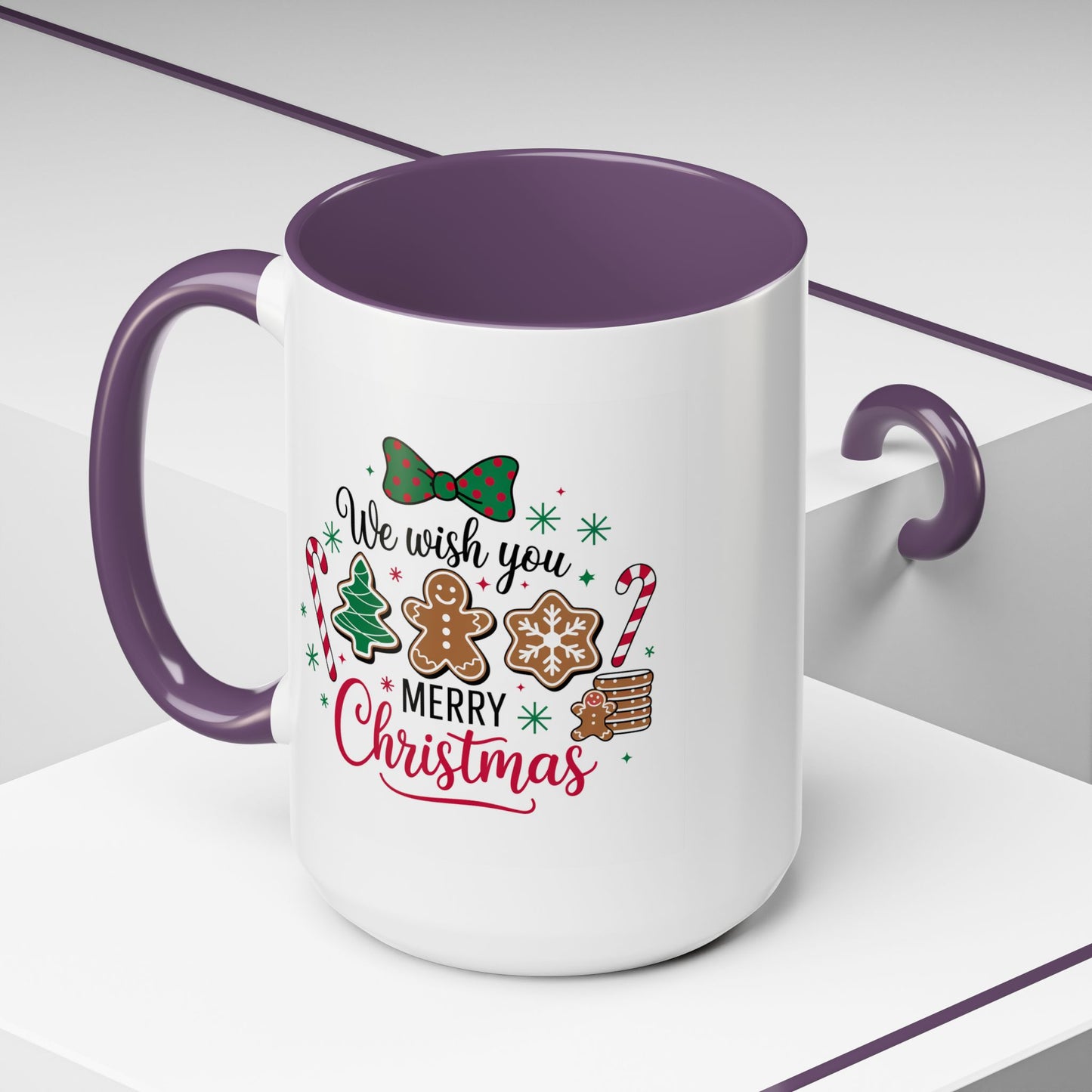 Christmas Mug - We Wish You a Merry Christmas Black & Red Text Cookies & Candy