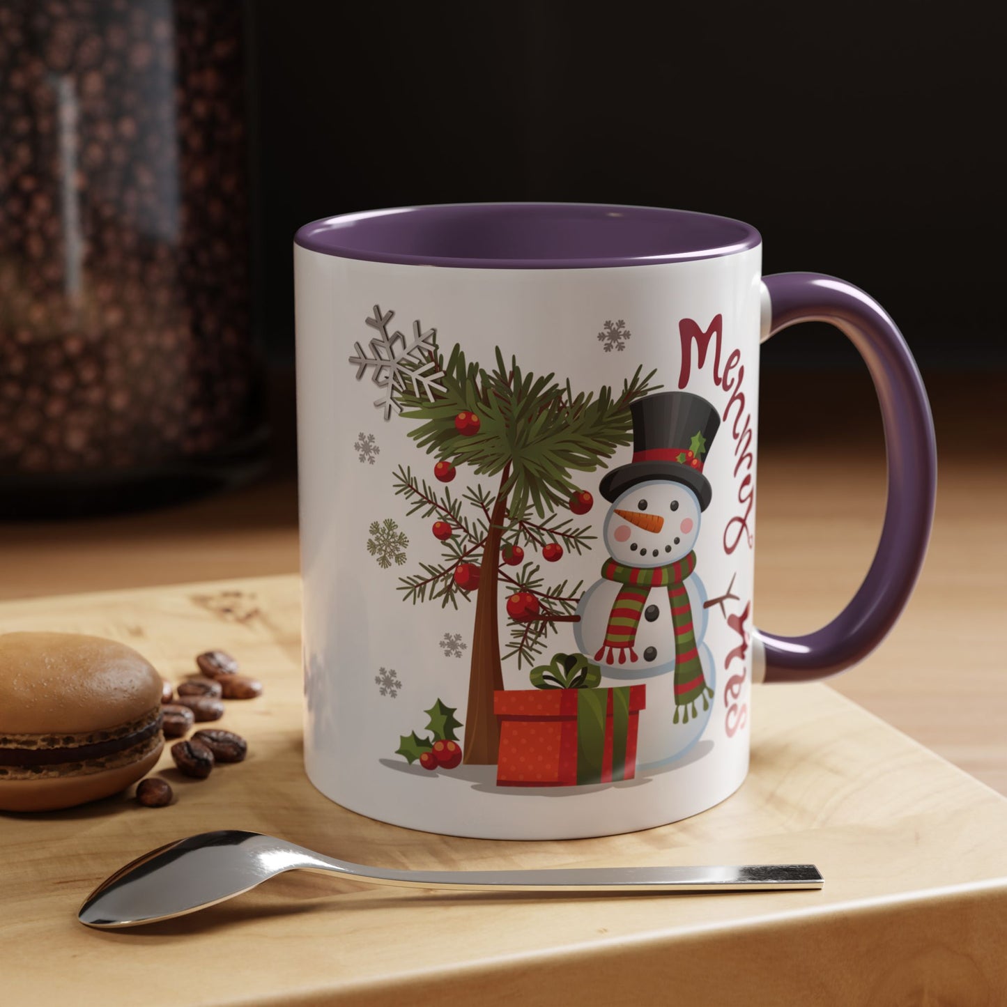 Christmas Mug - Merry Xmas Snowman Tree Present